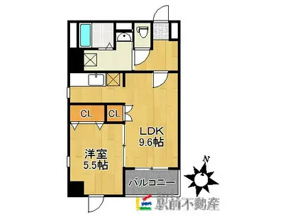 ジェイプレイス東町(1LDK/8階)の間取り写真