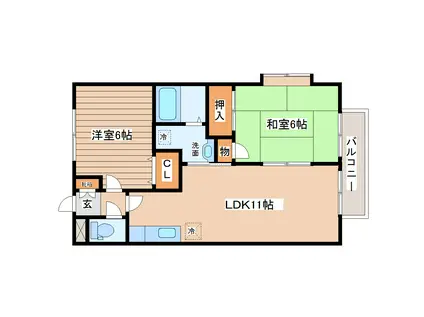 レジデンスひまわり(2LDK/1階)の間取り写真