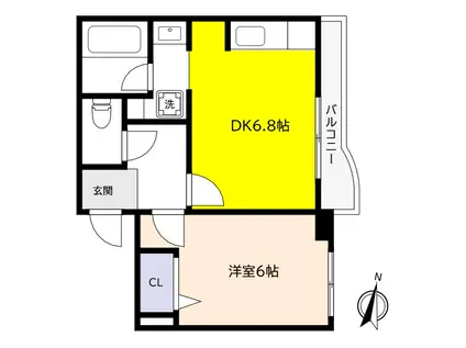 白鳥マンション(1DK/3階)の間取り写真