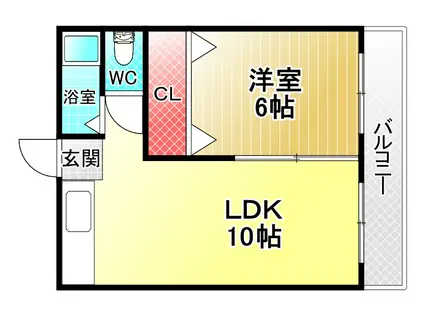 大村ハイツ(1LDK/1階)の間取り写真