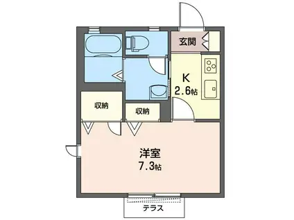 アークブランカ(1K/1階)の間取り写真