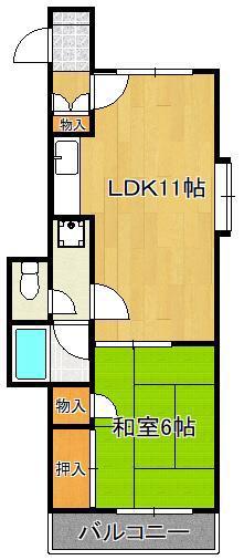 サージュ片野(1LDK/4階)の間取り写真