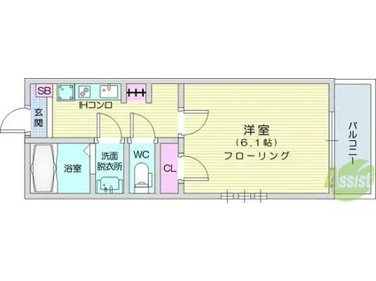 KEN2(1K/1階)の間取り写真