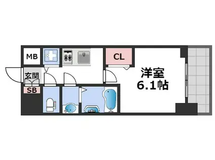 プレサンスタワー難波ウエスト(1K/8階)の間取り写真