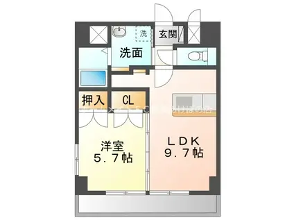 ロイヤルタワーII(1LDK/4階)の間取り写真