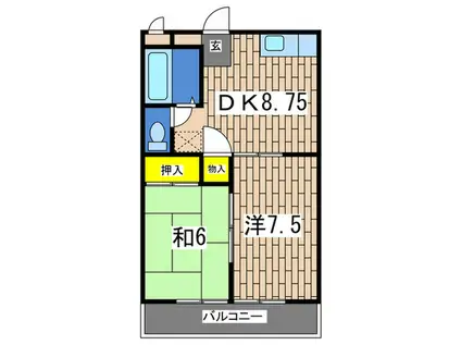 グリーンハイツII(2DK/3階)の間取り写真