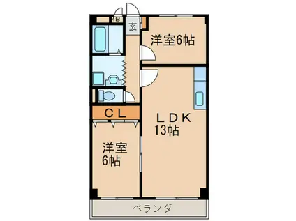 レジデンス城下(2LDK/2階)の間取り写真