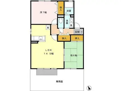 メゾンソレーユ(2LDK/1階)の間取り写真