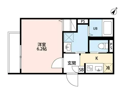 リベルテ柳瀬川(1K/1階)の間取り写真