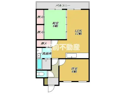 ブライトリィ三溝(2LDK/1階)の間取り写真