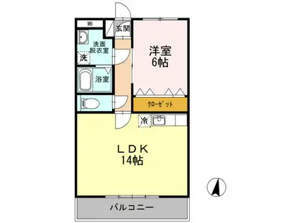 ライフイン・パストラーレ(1LDK/2階)の間取り写真