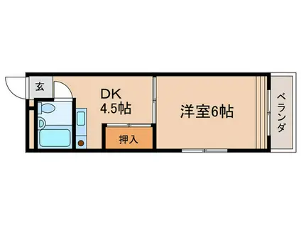 若草荘(1DK/1階)の間取り写真