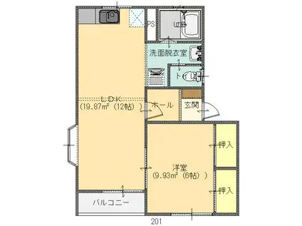 コーポカシオペア(1LDK/2階)の間取り写真