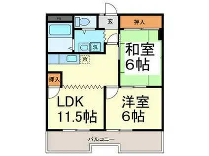 サンパーク大鐘III(2LDK/3階)の間取り写真