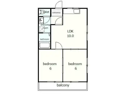 スカイハイツ(2LDK/1階)の間取り写真