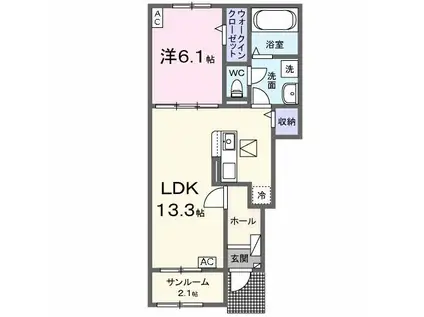 サンソラーナ(1LDK/1階)の間取り写真
