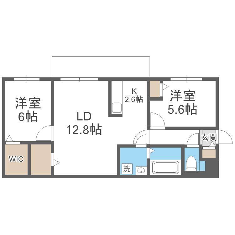 THE MODERN 伏見(2LDK/1階)の間取り写真