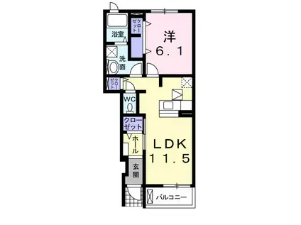 プリムローズ(1LDK/1階)の間取り写真