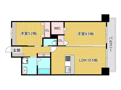 エルザグランツ戸畑千防(2LDK/9階)の間取り写真