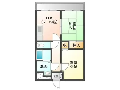 リバティミヤシタ(2DK/3階)の間取り写真