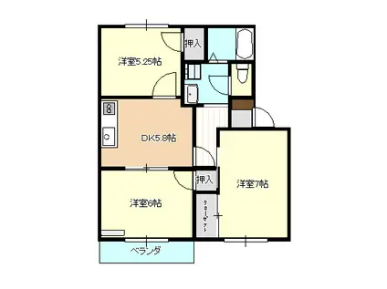 フレグランス堀前B(3DK/2階)の間取り写真