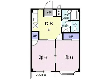 エルディム沢渡A(2DK/2階)の間取り写真