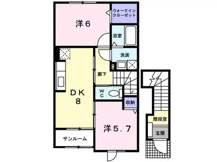 サンリットビュー・コヤマII(2DK/2階)の間取り写真