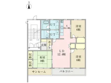 ソレアードS15(3LDK/3階)の間取り写真