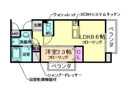 ONLYONE池田(1LDK/6階)の間取り写真