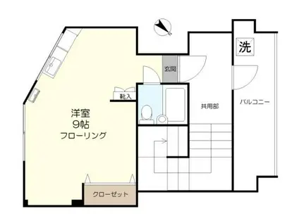 ロジェ上野毛(ワンルーム/3階)の間取り写真