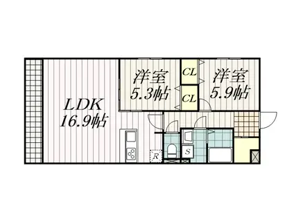 メイユール グラン(2LDK/2階)の間取り写真