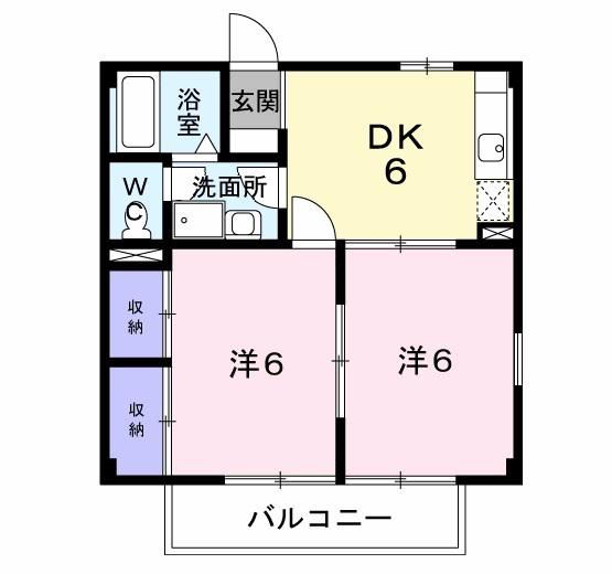向山ハイツ(2DK/2階)の間取り写真
