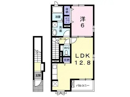 フェリオA棟(1LDK/2階)の間取り写真