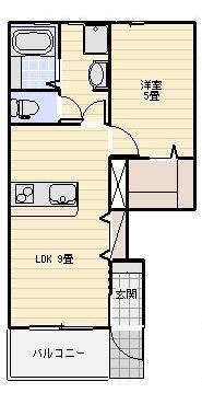 LOTUS坪井(1LDK/1階)の間取り写真
