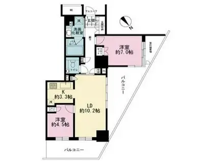 ステーションツインタワーズ糀谷 フロントウエスト(2LDK/13階)の間取り写真