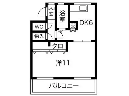 テレパレス東仙台(1DK/1階)の間取り写真