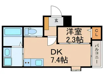 ソラナ博多(1DK/1階)の間取り写真