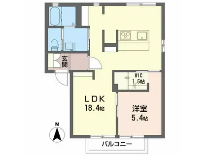 グラン・シャルムB(1LDK/2階)の間取り写真