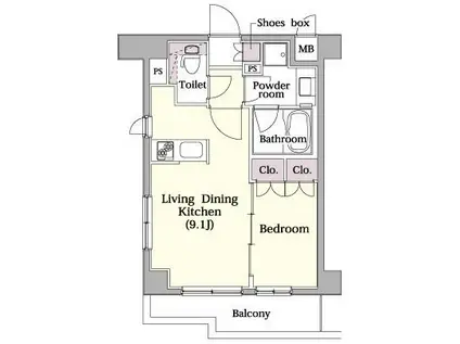 プラチナコート中目黒(1LDK/2階)の間取り写真