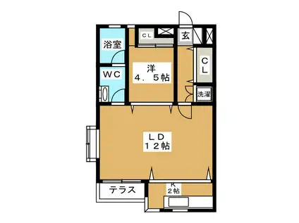 SHELL PATIO(1LDK/1階)の間取り写真