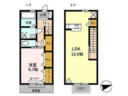 グリーンフォレスト(1LDK/1階)の間取り写真