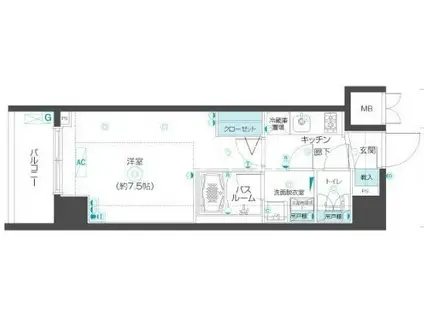 フェニックス市谷本村町(1K/3階)の間取り写真