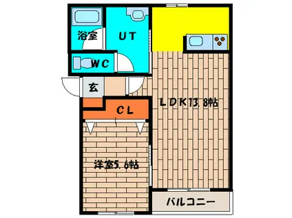 ロイヤルコート駒場(1LDK/2階)の間取り写真