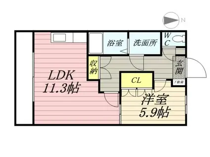 プリムヴェール(1LDK/2階)の間取り写真