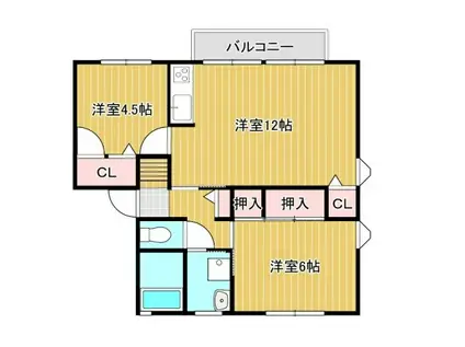 フォンテーヌ宮ノ陣II(2LDK/2階)の間取り写真