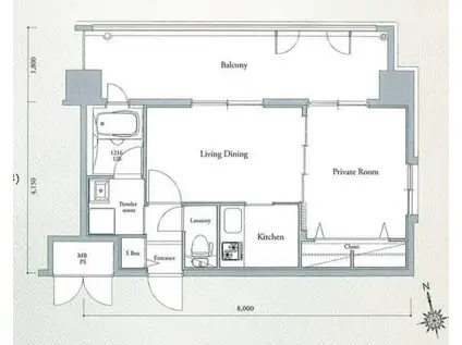 エンクレスト大手門III(2K/4階)の間取り写真