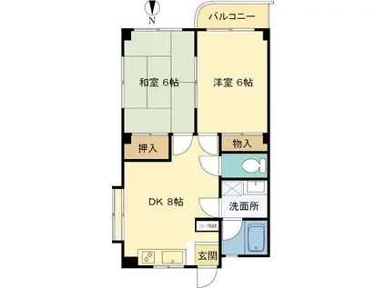 ハウスメモリアルII(2DK/3階)の間取り写真