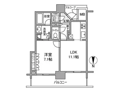 なんばグランドマスターズタワー(1LDK/15階)の間取り写真