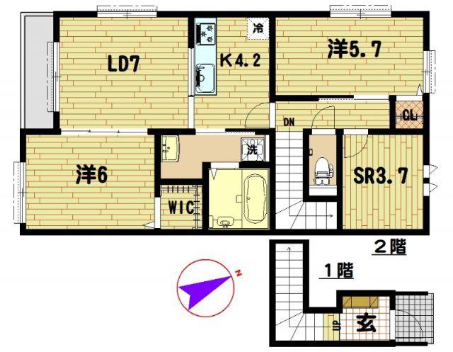 アムール久喜A棟(2SLDK/2階)の間取り写真