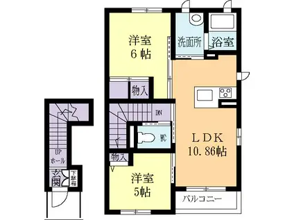 AURORA(2LDK/2階)の間取り写真